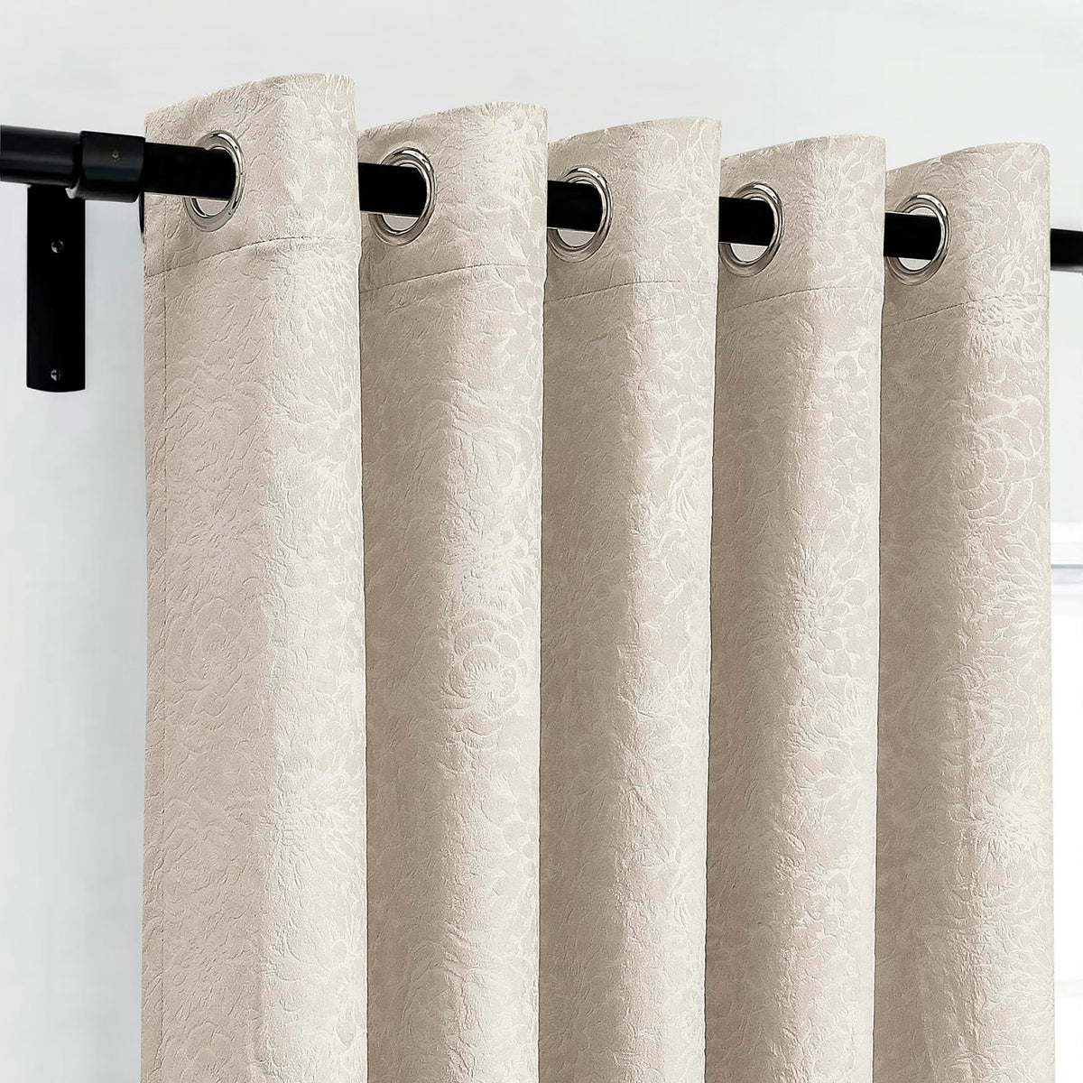 Luxury Floral Jacquard Velvet Curtains – Pair