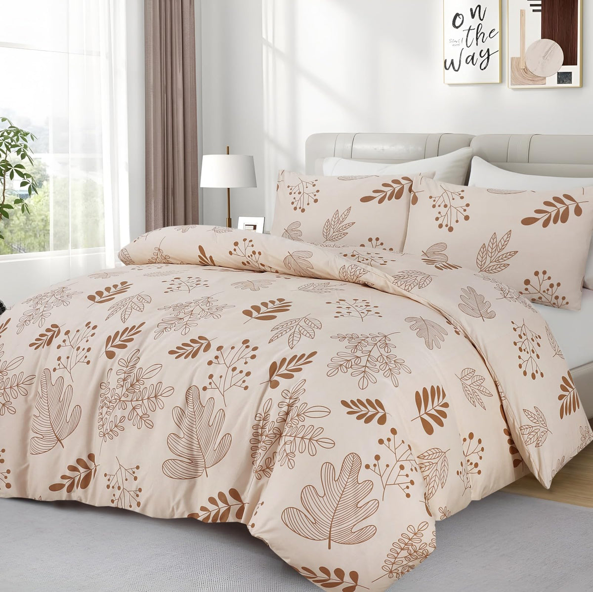 Living Premium Beige 4-Piece Microfiber Duvet Set