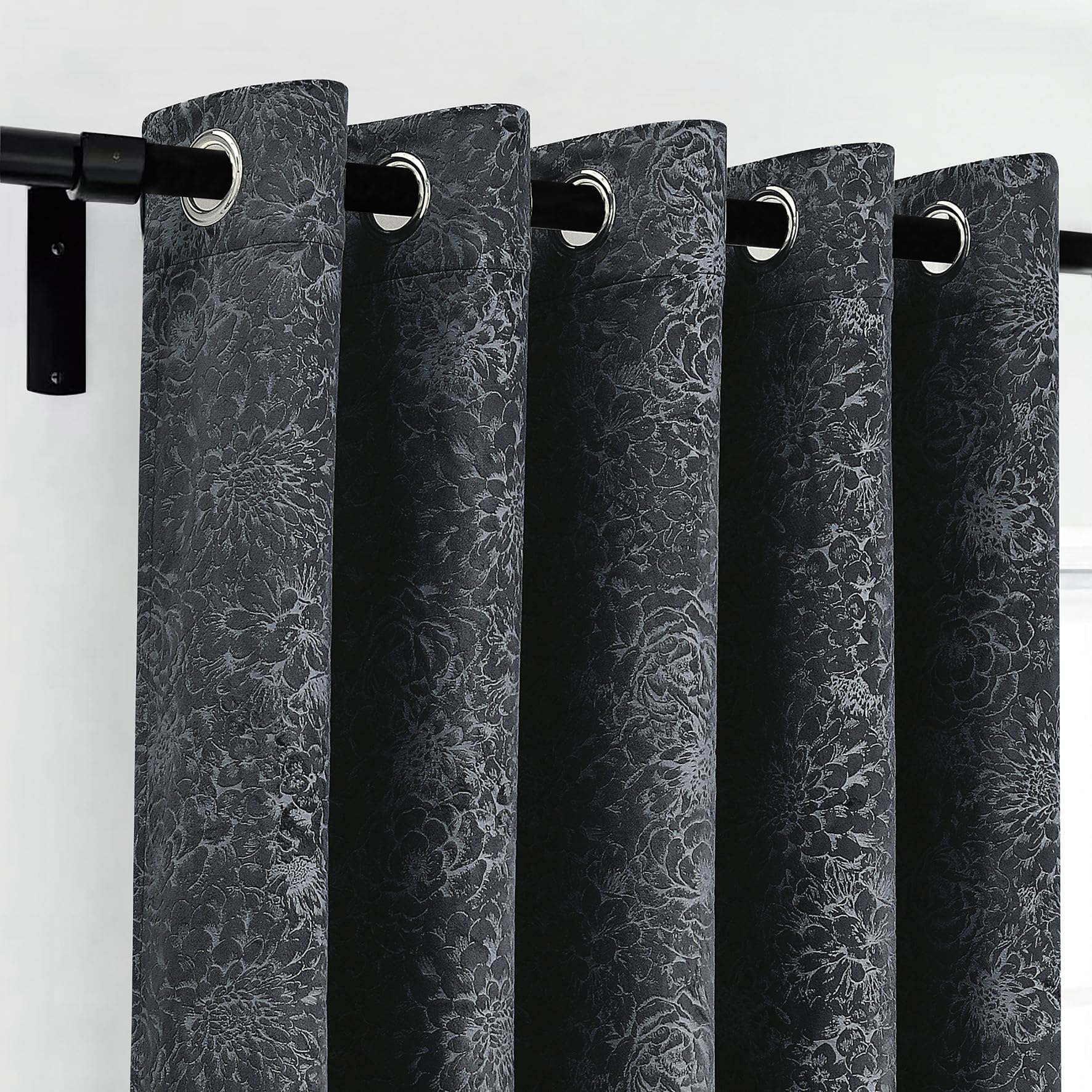 Luxury Floral Jacquard Velvet Curtains – Pair