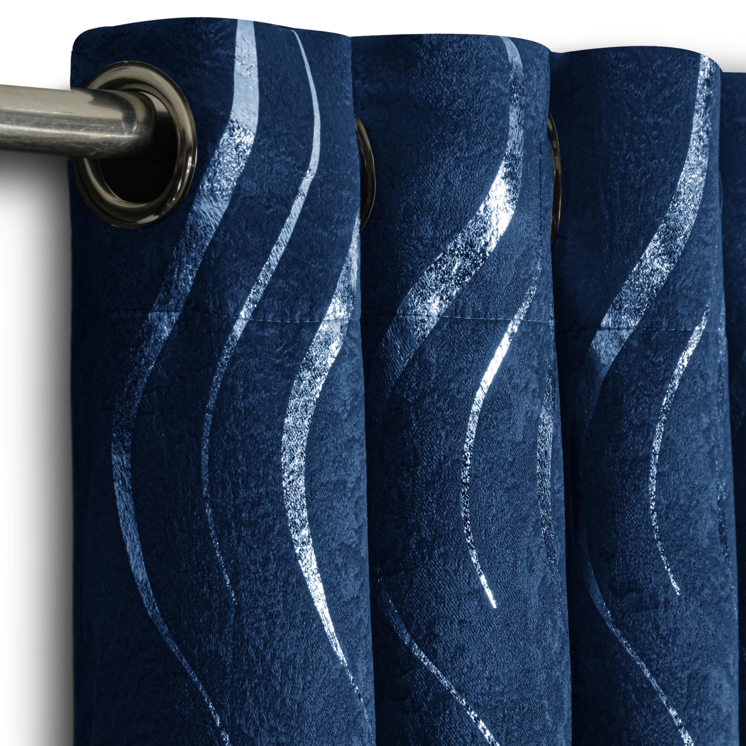 Premium Silver Wave Room Darkening Curtains – Pair