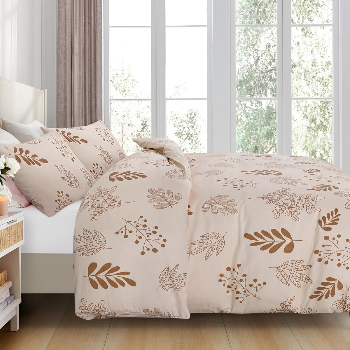 Living Premium Beige 4-Piece Microfiber Duvet Set