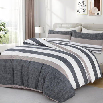 Living Premium Grey 4-Piece Microfiber Duvet Set