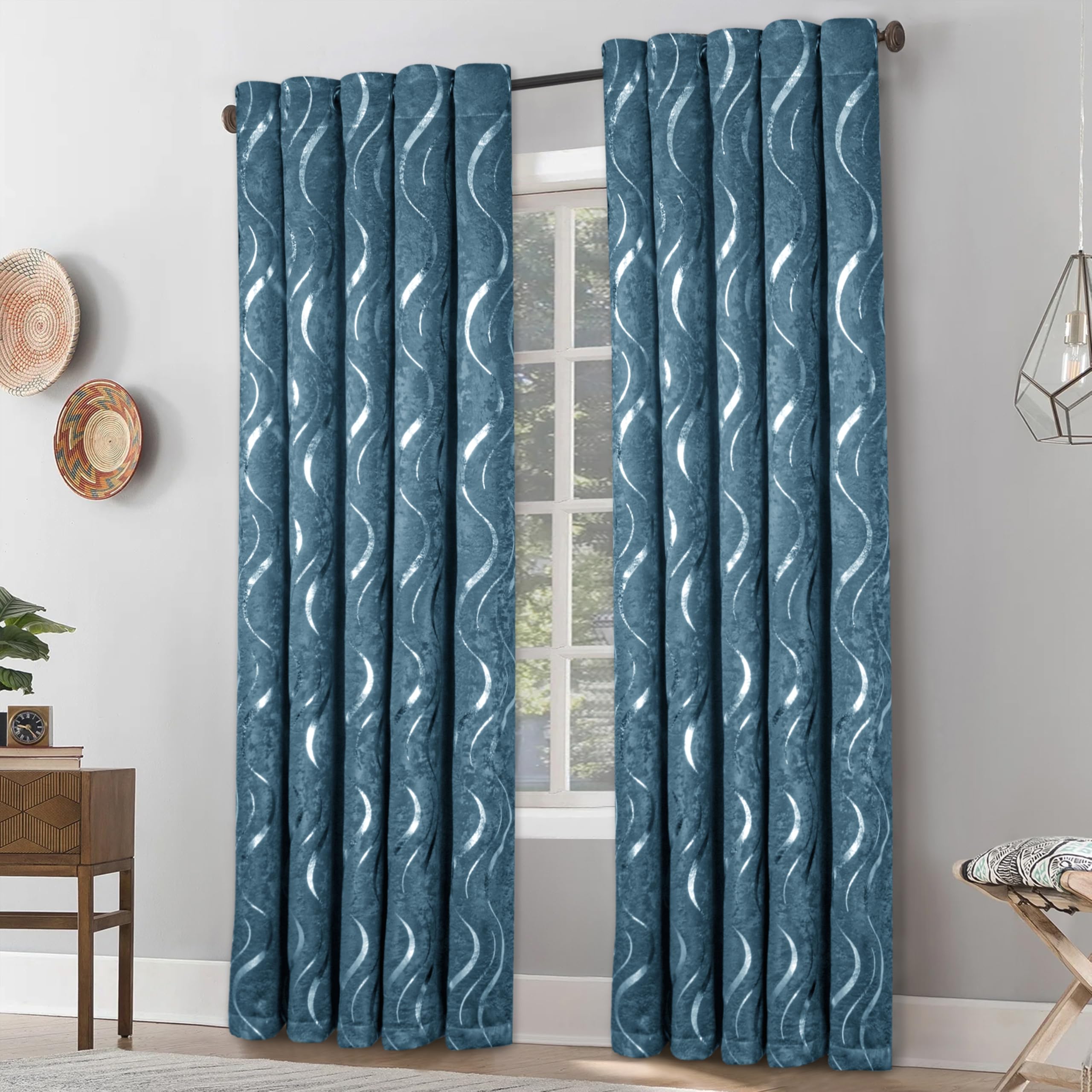 Premium Silver Wave Room Darkening Curtains – Pair