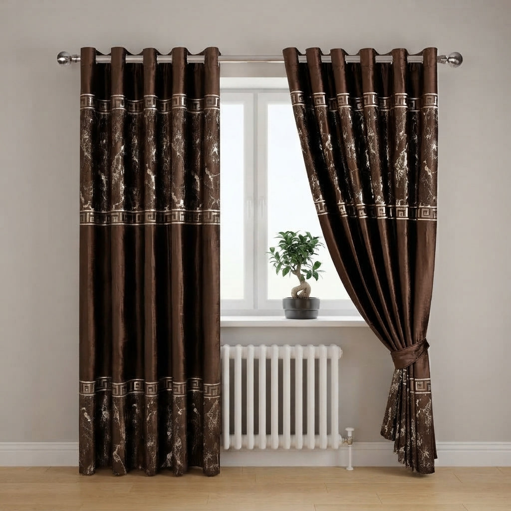 Greek Key Luxury Textured Blackout Curtains