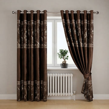 Greek Key Luxury Textured Blackout Curtains