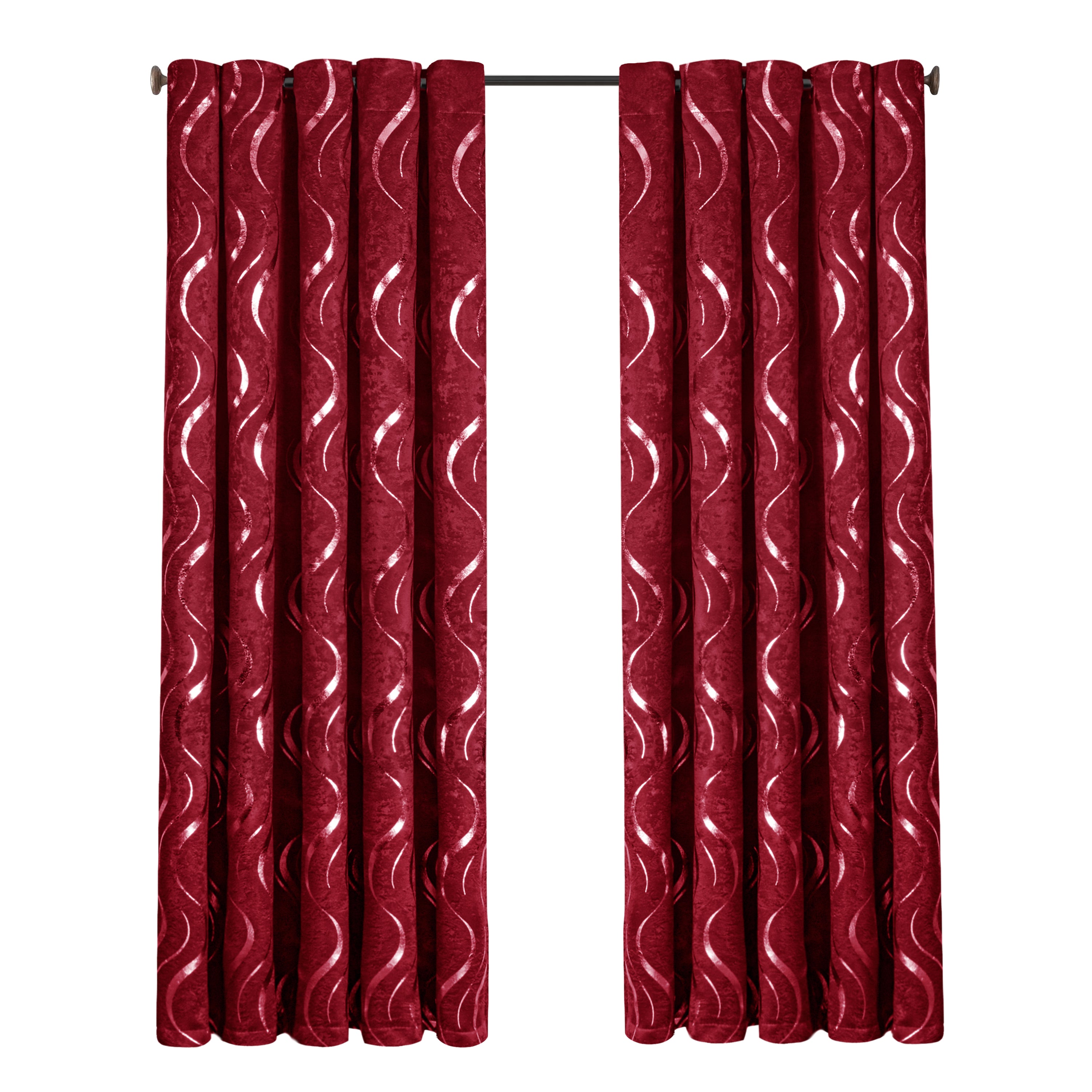 Lustrous Foil Print Luxury Blackout Curtains