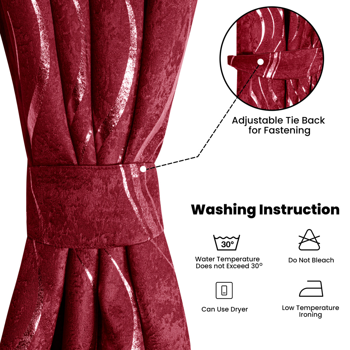 Lustrous Foil Print Luxury Blackout Curtains